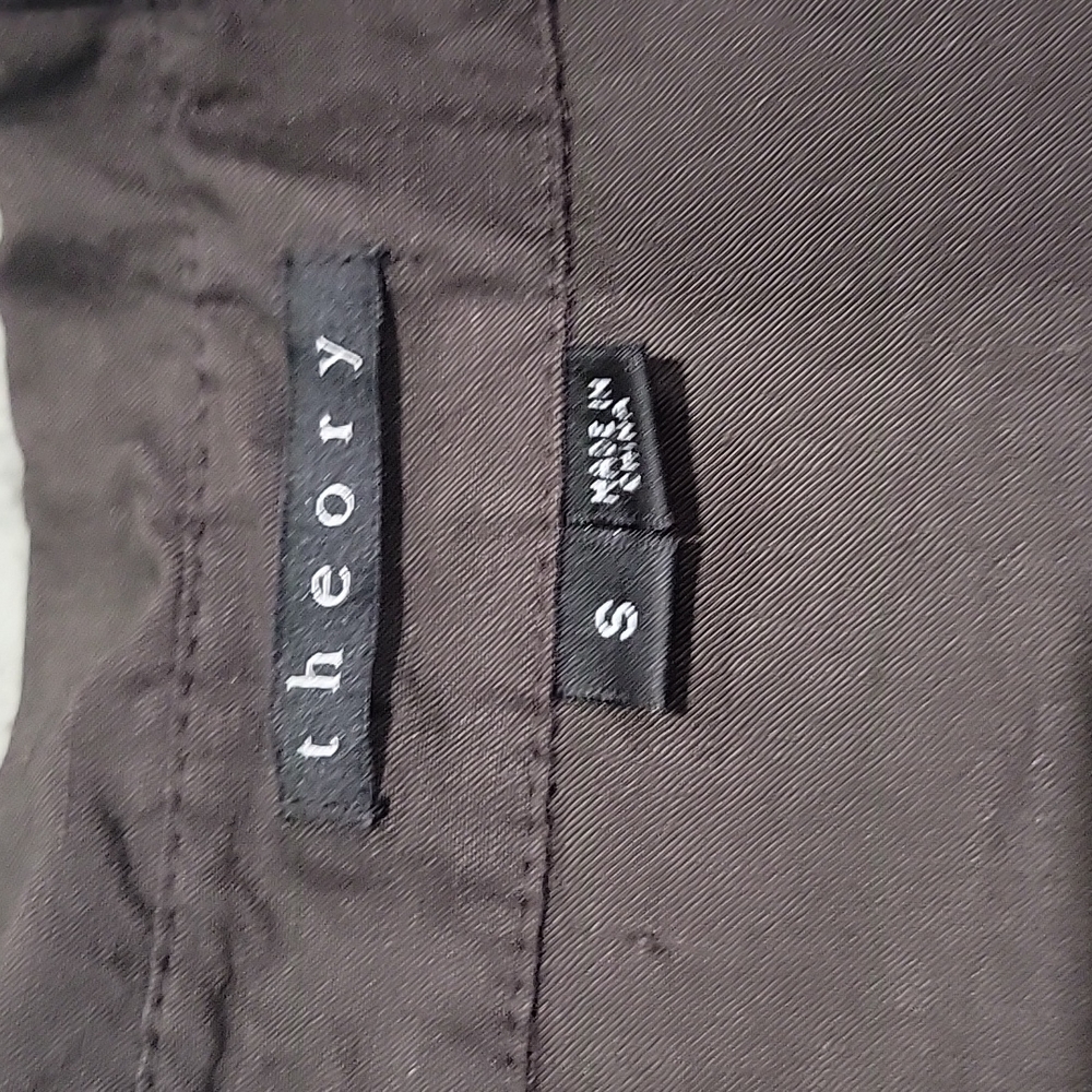 Theory Brown Stretchy Button-Down Size Small #26 - image 4